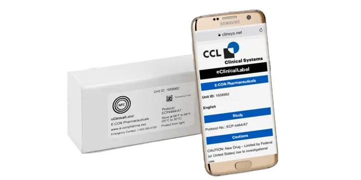 CCL Clinical Systems digital label on smartphone